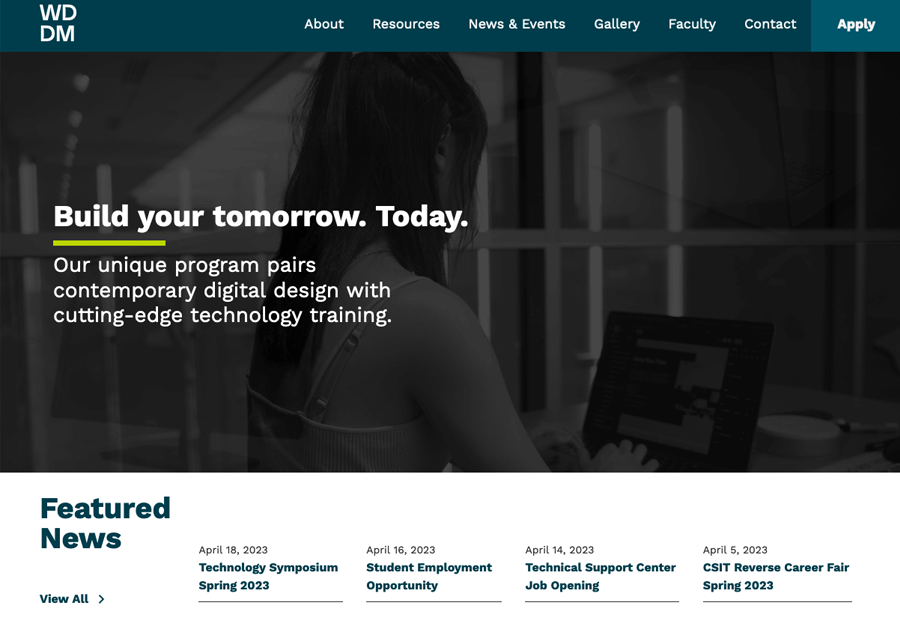 Screenshot of WDDM project homepage.