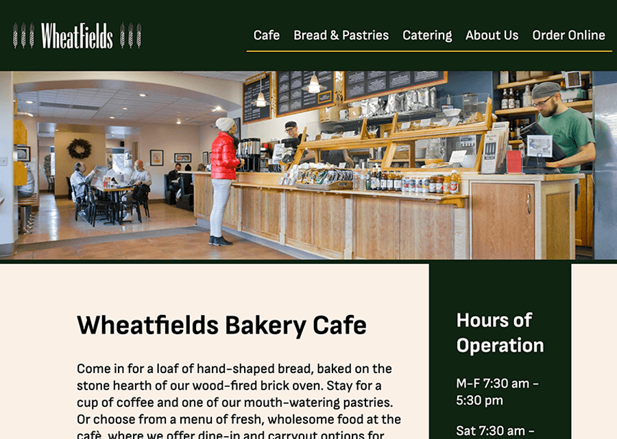 Screenshot of Wheatfields project homepage.